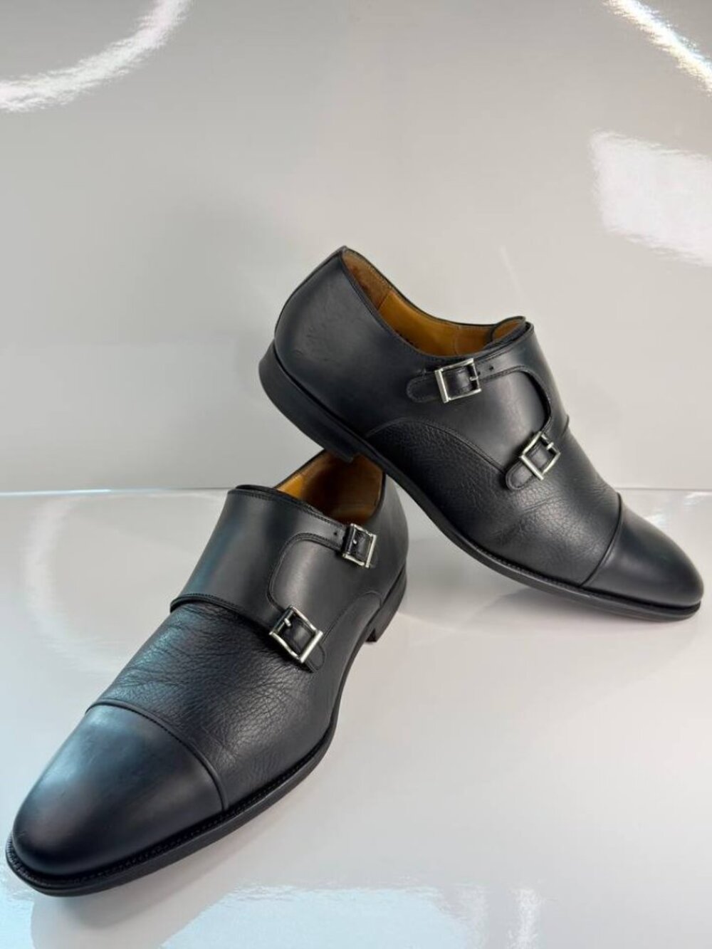 Magnanni Double Monk Strap Dress Shoes – Black Leather – EU 43 (US Men’s 10)